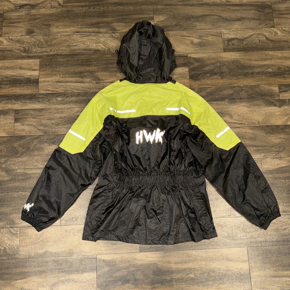HWK High Visibility Motorcycle Rain Jacket Unisex Size Medium Reflective